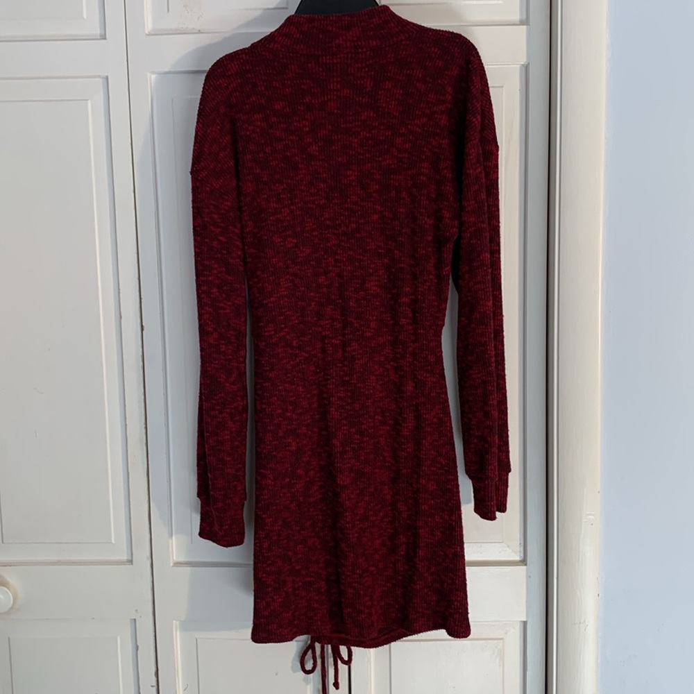 Xhilaration Red Ruched Bodycon Sweater Dress with Long Dolman Sleeves EUC - Picture 10 of 12